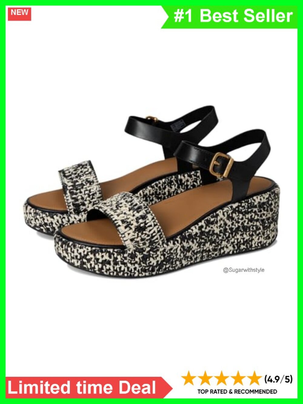 FitFlop Woven Wedge Ankle-Strap Sandals Leather Upper